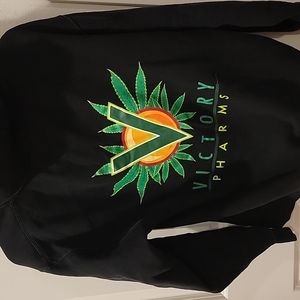 VICTORY PHARM WEED BLACK MED DOUBLE PRINT SIDE BLACK HOODIE